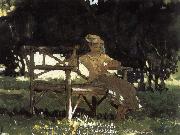 Winslow Homer Girls on the bench Sweden oil painting artist